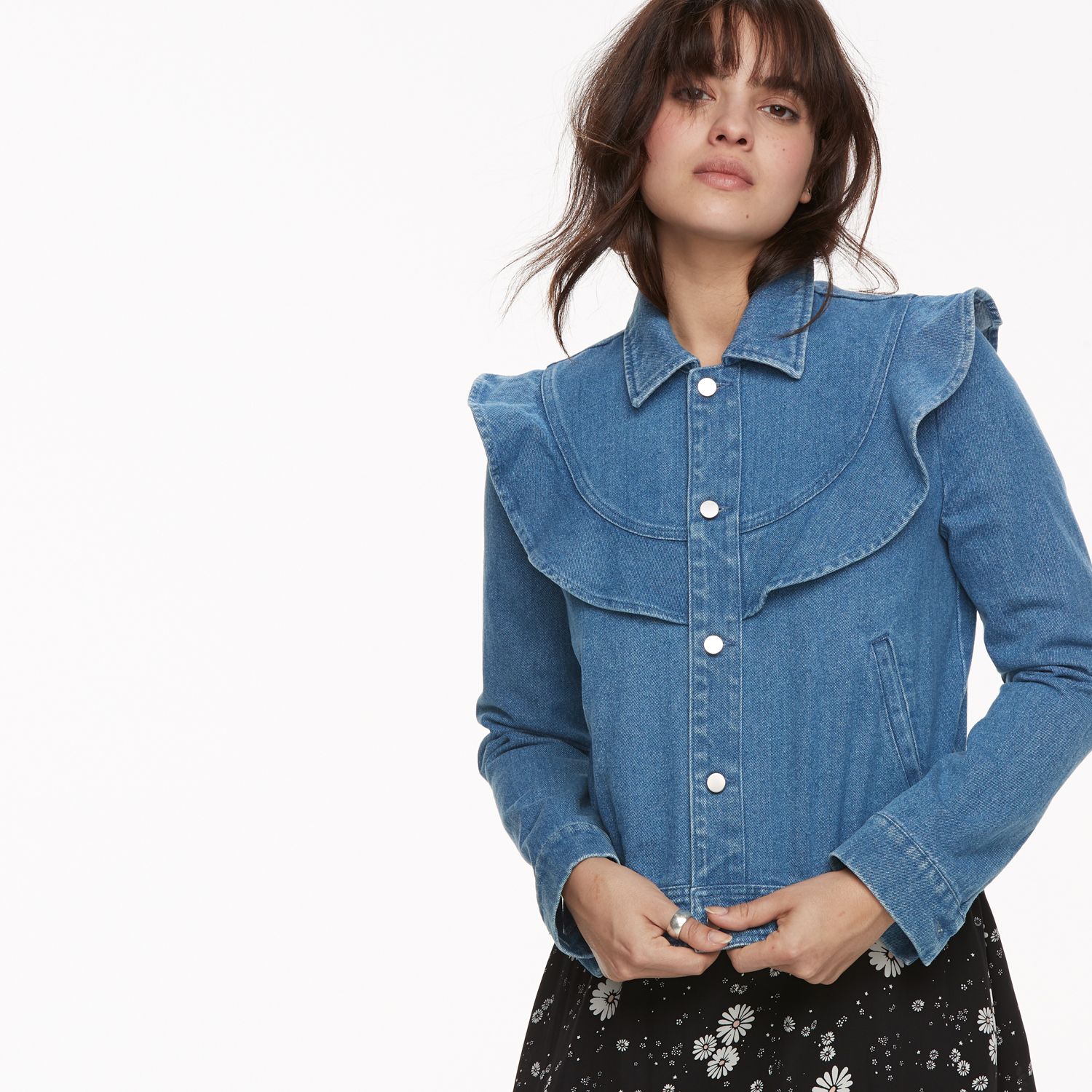 ruffled denim jacket