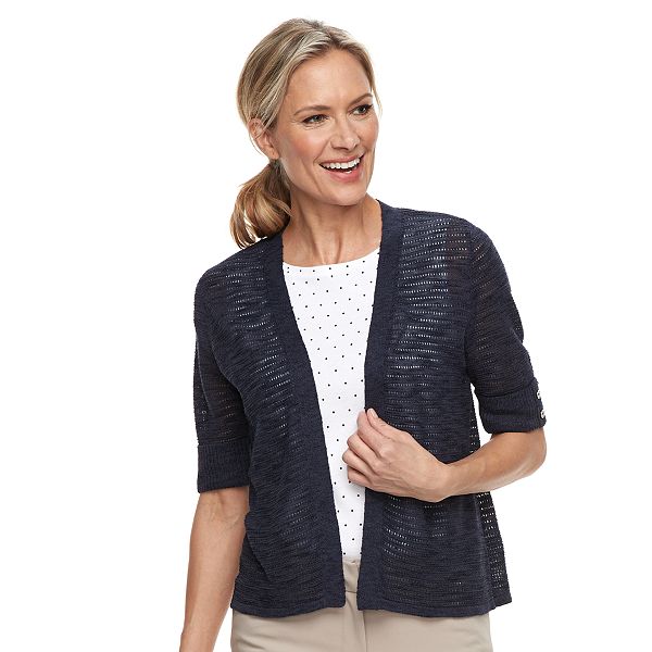Women's Croft & Barrow® Textured Crop Cardigan Sweater