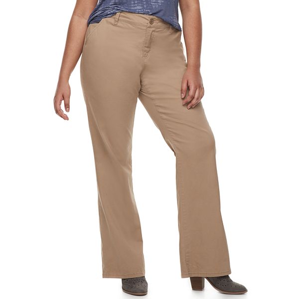 Juniors' Plus Size Unionbay Uniform Heather Twill Bootcut Pants