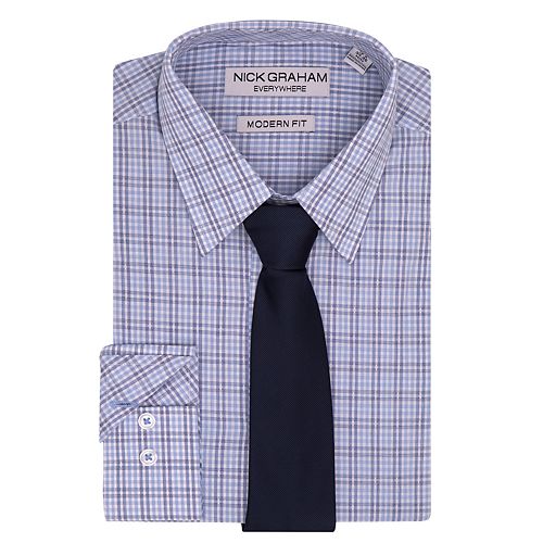 Men's Nick Graham Everywhere ModernFit Dress Shirt and Tie Boxed Set