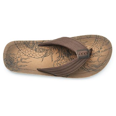Men's Vintage Stone Graphic Thong Flip-Flop Sandals
