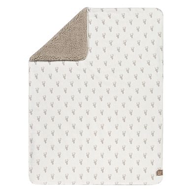 Trend Lab Stag Head Flannel & Faux Shearling Baby Blanket
