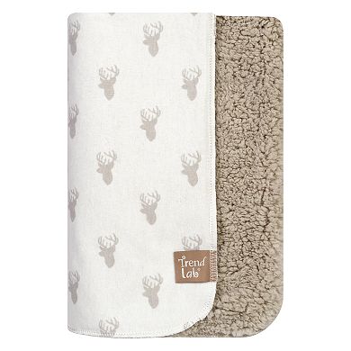 Trend Lab Stag Head Flannel & Faux Shearling Baby Blanket