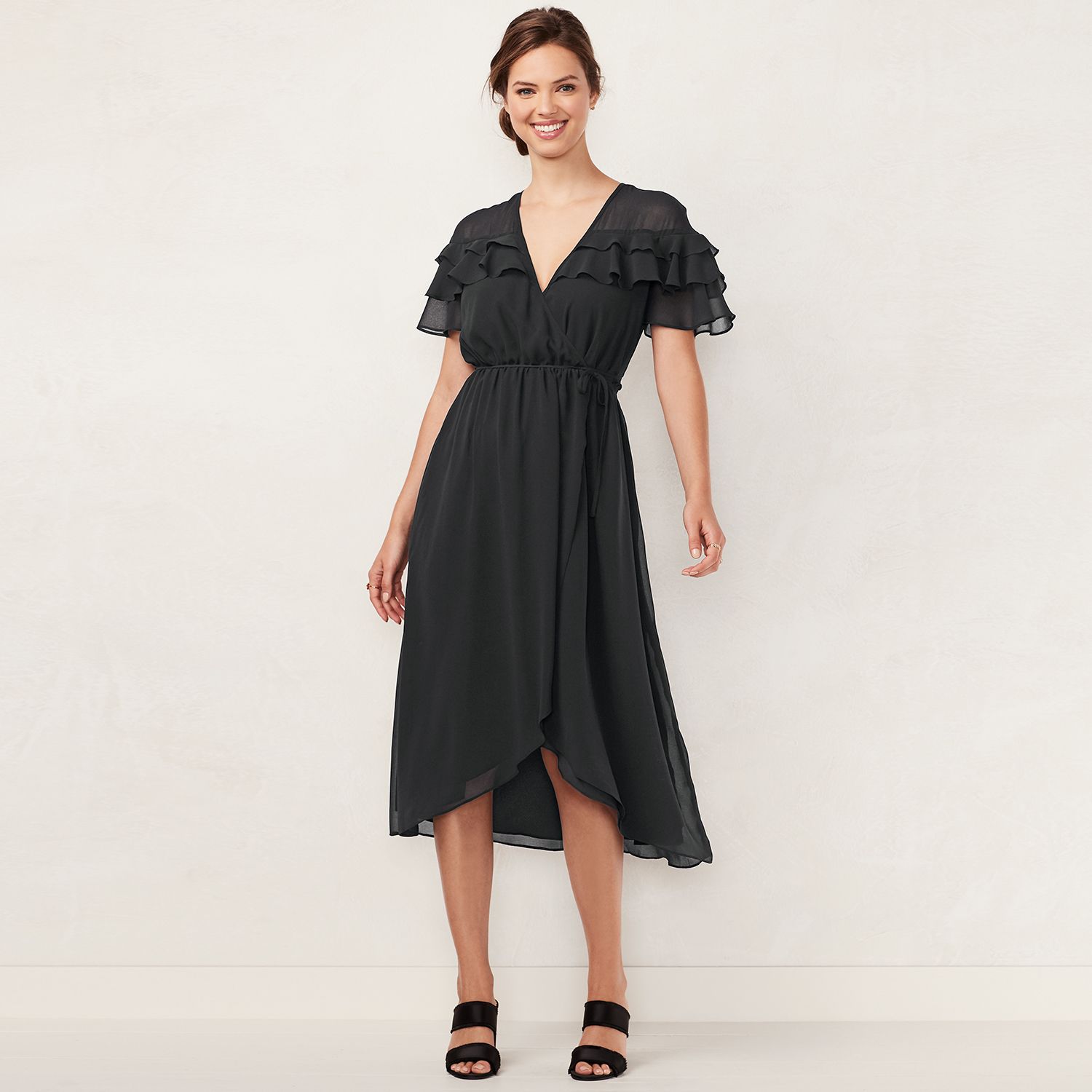 lauren conrad ruffle wrap dress