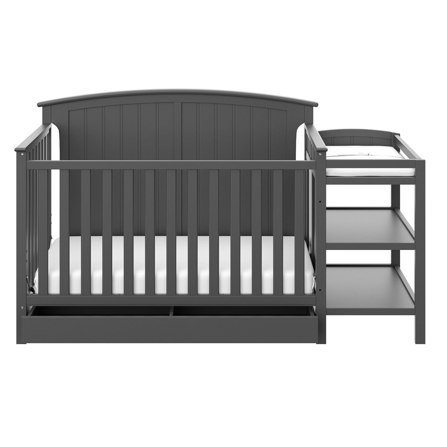 storkcraft steveston 4 in 1 crib and changer with drawer gray