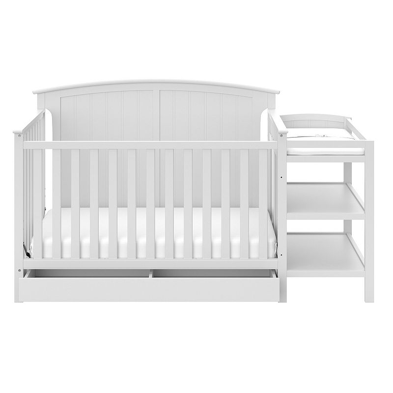 Storkcraft Steveston 4-in-1 Convertible Crib & Changer with Drawer, White