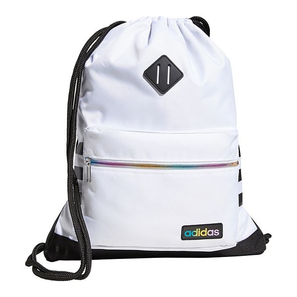 Photo 1 of adidas Classic 3S Sackpack, White/Black/Rainbow Metallic, One Size
