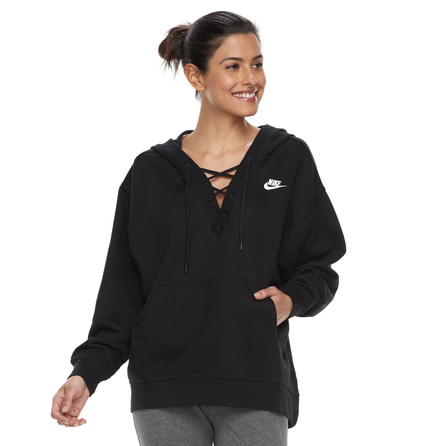 womens nike lace up hoodie