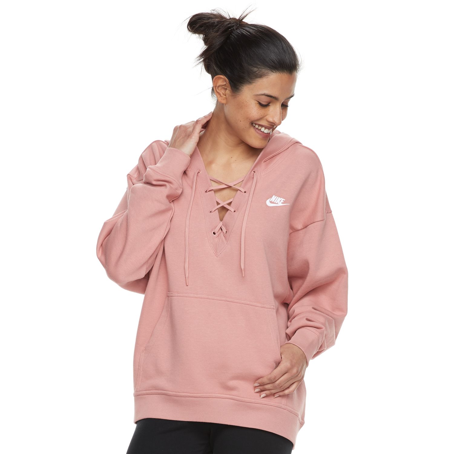nike plus size lace up hoodie