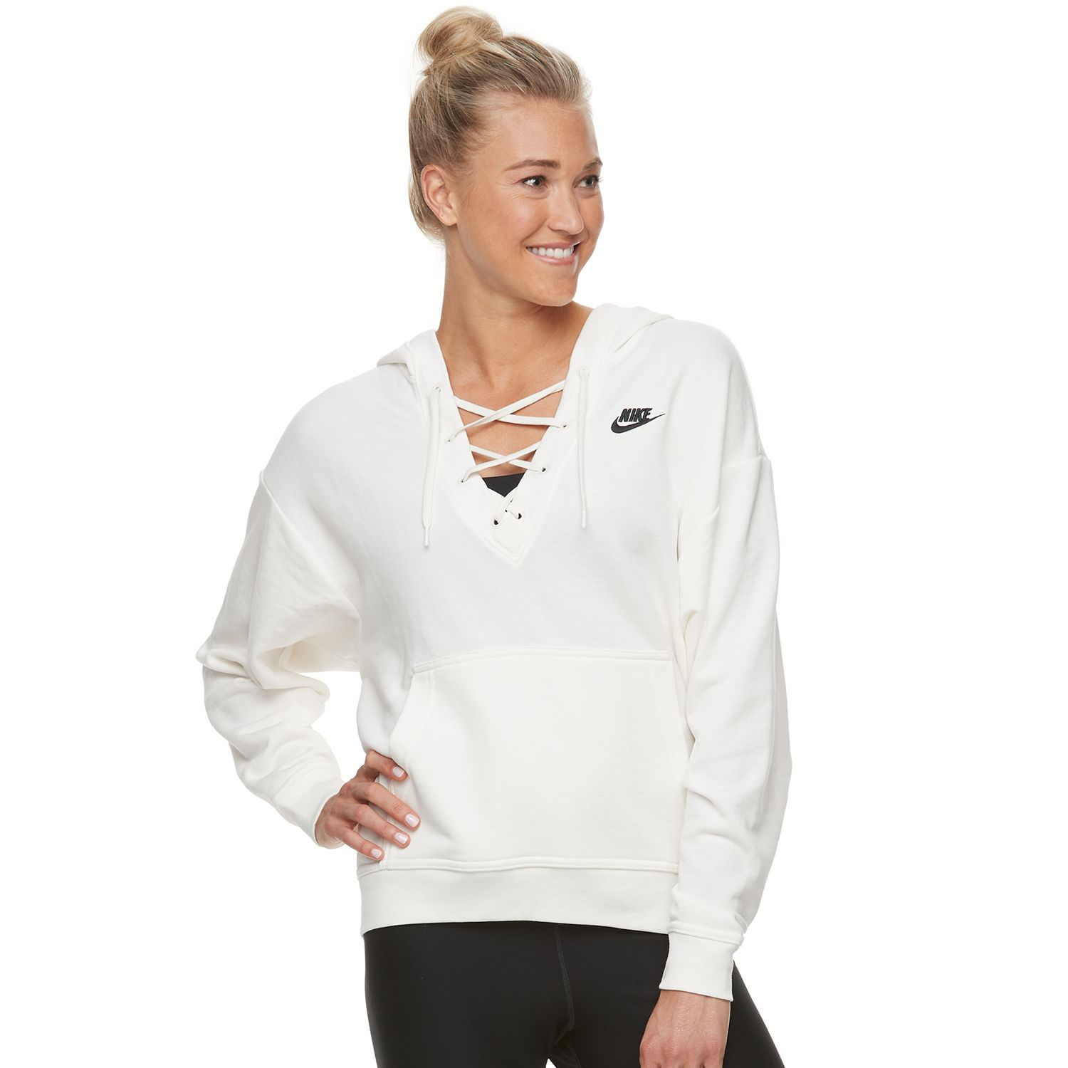 nike lace up hoodie