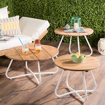 Safavieh Indoor / Outdoor Round Coffee Table 3 pc Set