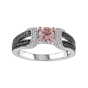 Stella Grace Sterling Silver Morganite & 1/4 Carat T.W. Diamond Split Shank Ring