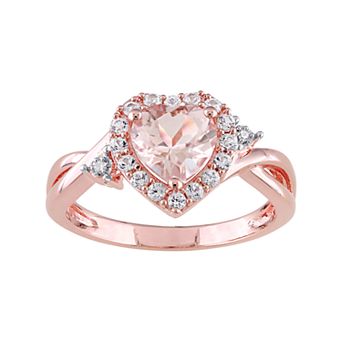 Stella Grace Rose Gold Tone Sterling Silver Morganite & Lab-Created White Sapphire Heart Ring