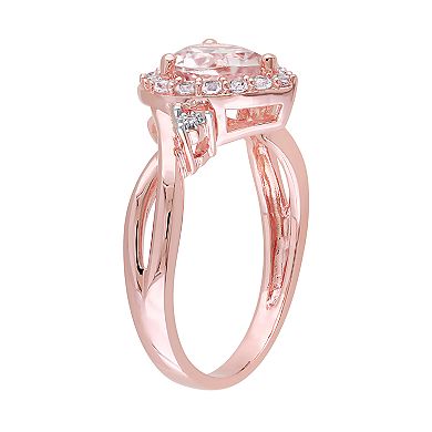 Stella Grace Rose Gold Tone Sterling Silver Morganite & Lab-Created White Sapphire Heart Ring