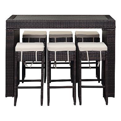 Safavieh Indoor / Outdoor Wicker Bar & Stool 7-piece Set