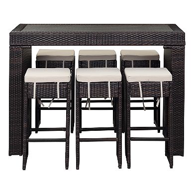 Safavieh Indoor / Outdoor Wicker Bar & Stool 7-piece Set 