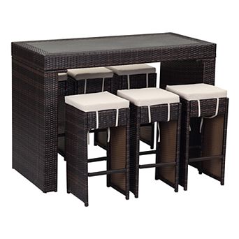 Safavieh Indoor / Outdoor Wicker Bar & Stool 7 pc Set