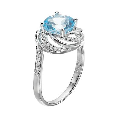 Stella Grace Sterling Silver Blue & White Topaz Swirl Ring