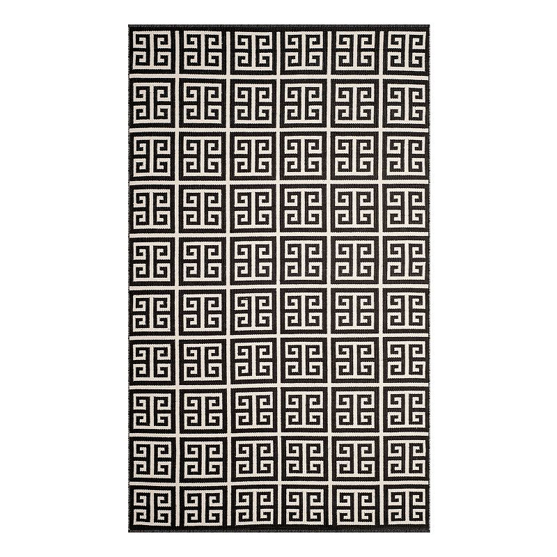 Safavieh Montauk Dani Greek Key Tile Rug, Black, 6FT Sq