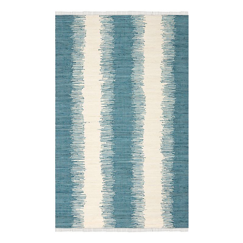 Safavieh Montauk Bronson Abstract Striped Rug, Blue, 6Ft Rnd