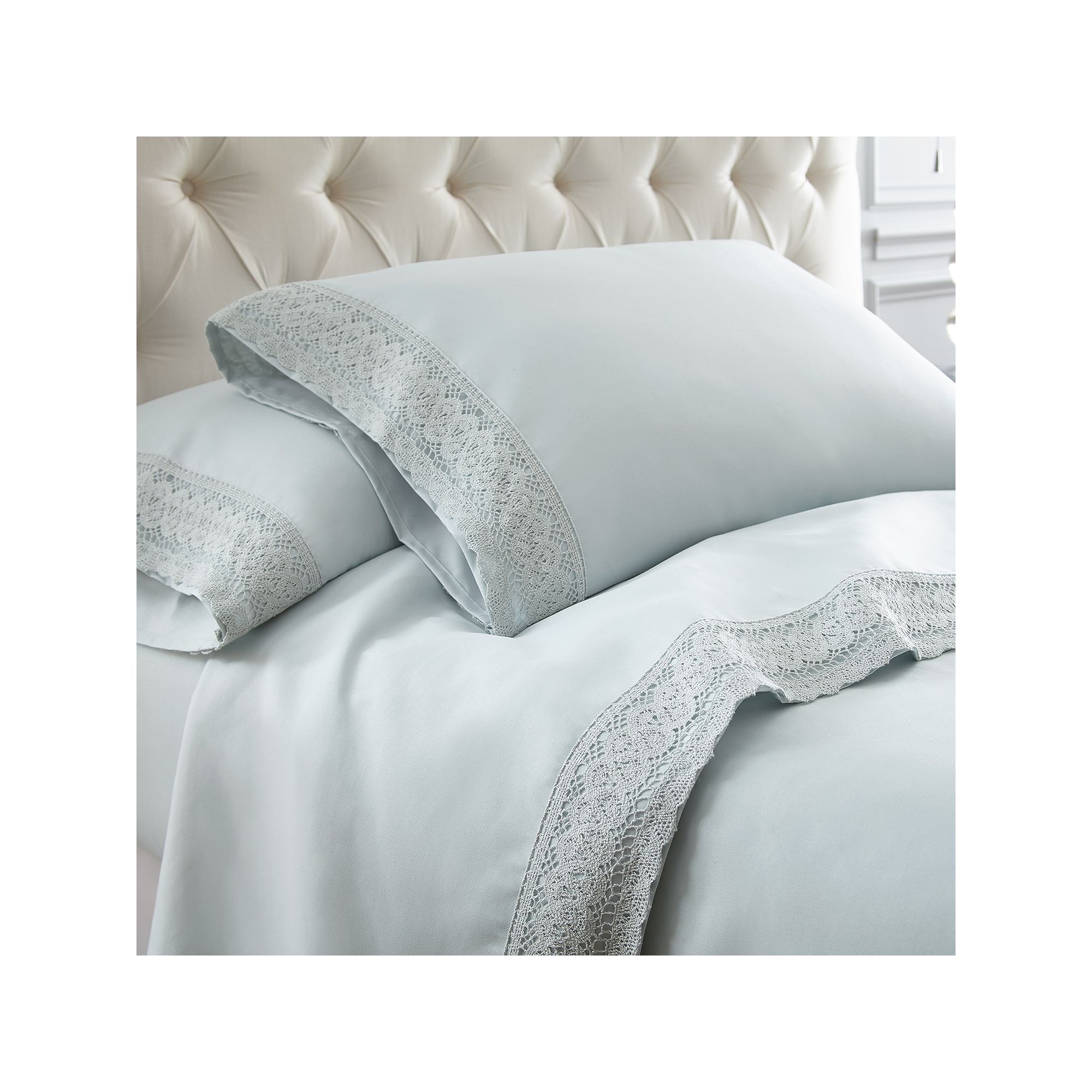 Pacific Coast Textiles Lace Microfiber Sheet Set, Blue