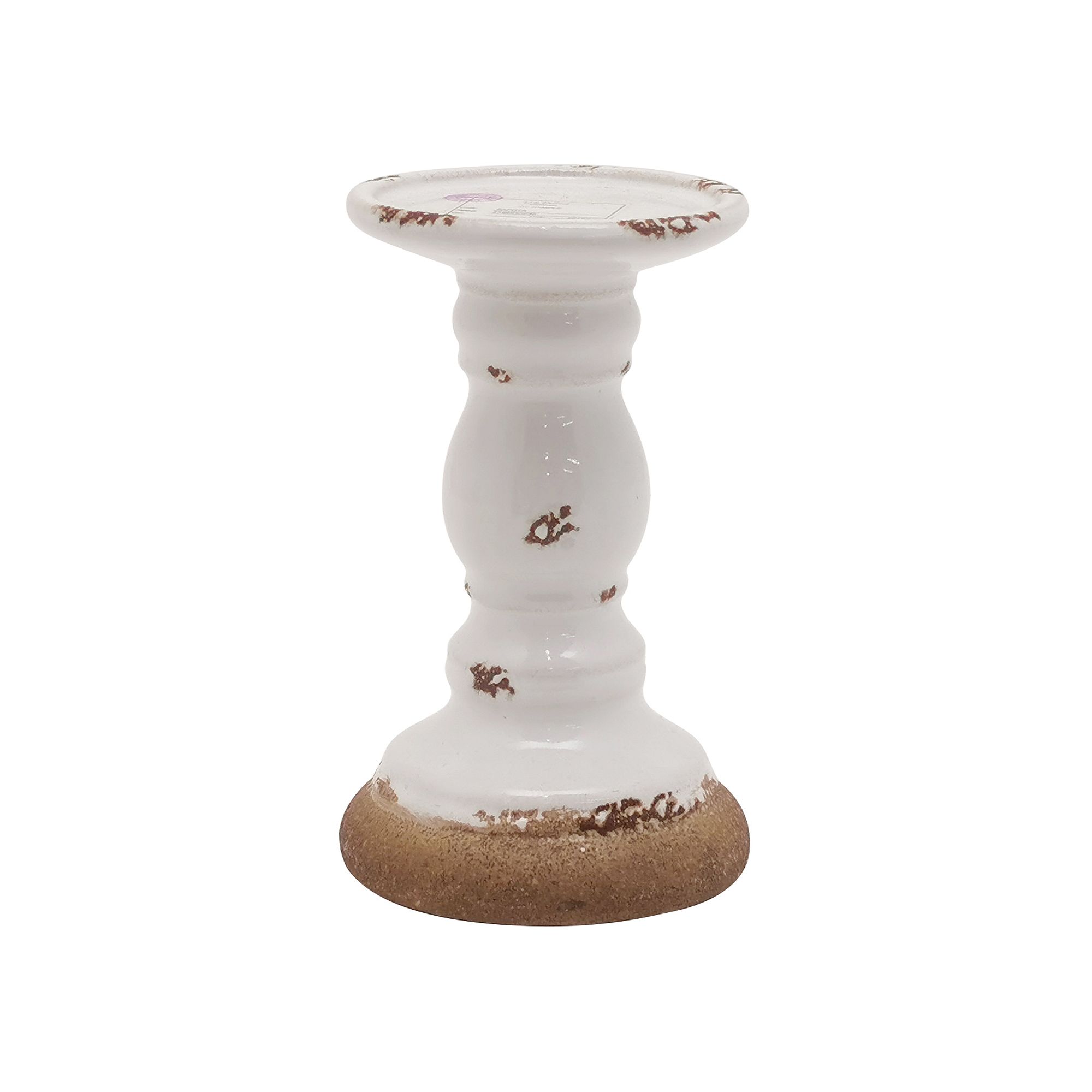 Everyday Decor Small White Ceramic Pillar Holder