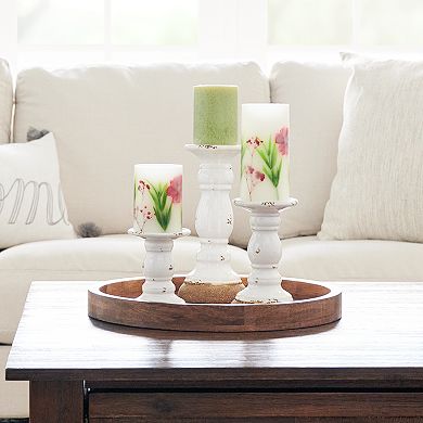 Everyday Decor Small White Ceramic Pillar Holder