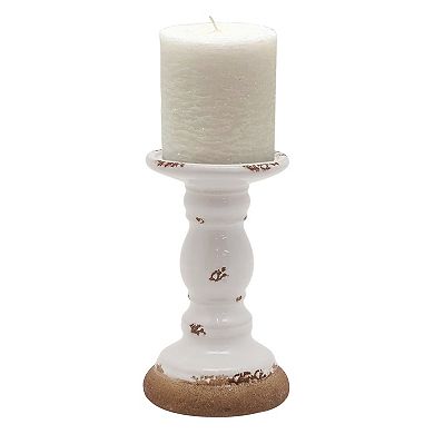 Everyday Decor Small White Ceramic Pillar Holder
