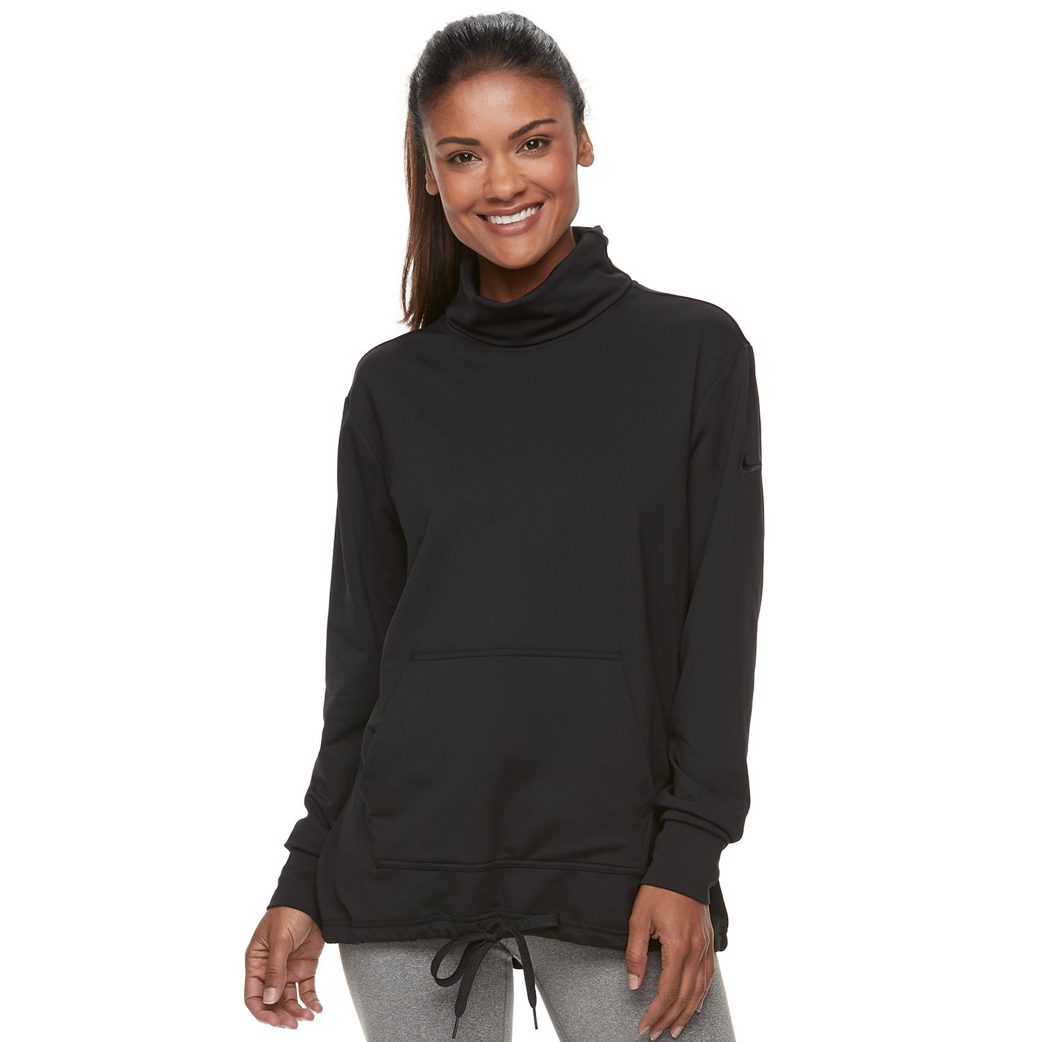 nike women's therma training fleece cowl neck long sleeve top