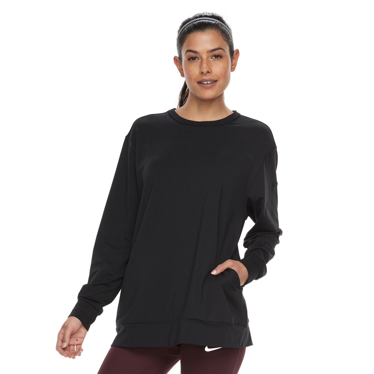 nike women's yoga long sleeve open back training top