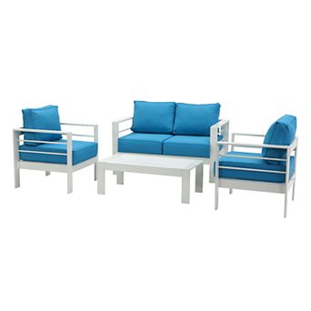 Safavieh Indoor / Outdoor Arm Chair, Loveseat & Coffee Table 4 pc Set
