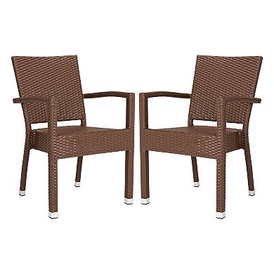 Safavieh Indoor / Outdoor Stacking Wicker Arm Chair 2-piece Set