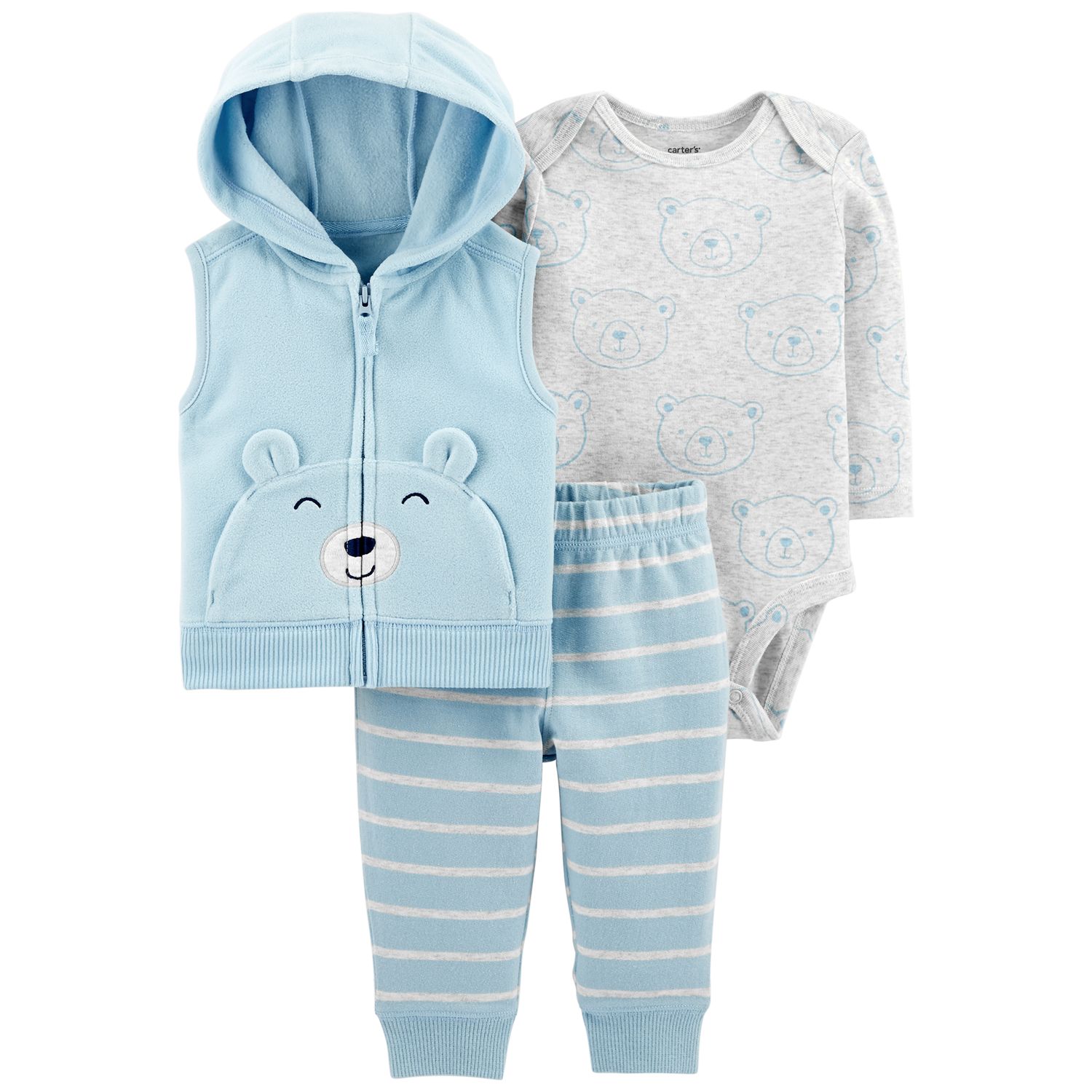 Baby Boy Carter's Fleece Vest, Bear Bodysuit & Pants Set