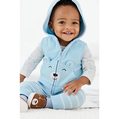 Baby Boy Carter's Fleece Vest, Bear Bodysuit & Pants Set 