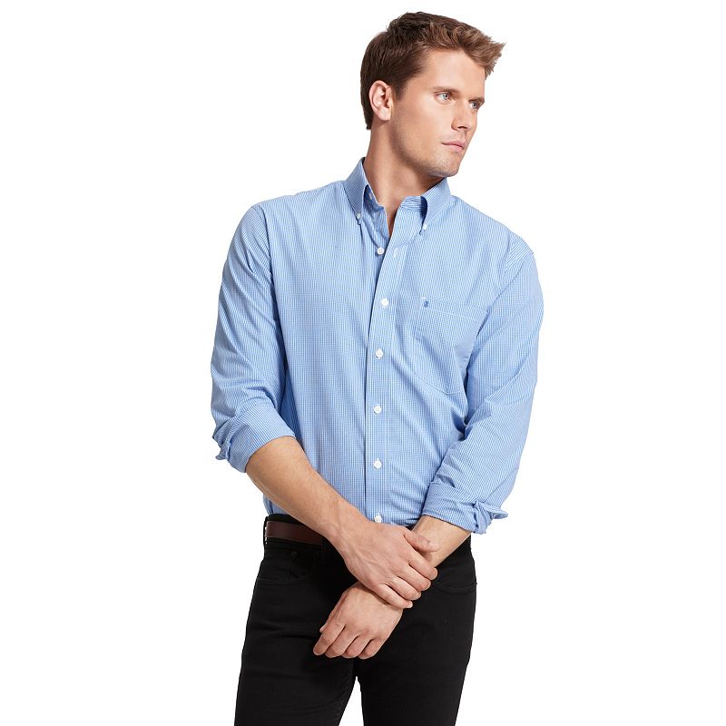 UPC 719240781098 product image for Men's IZOD Checked Casual Button-Down Shirt - Men, Size: L, Blue | upcitemdb.com