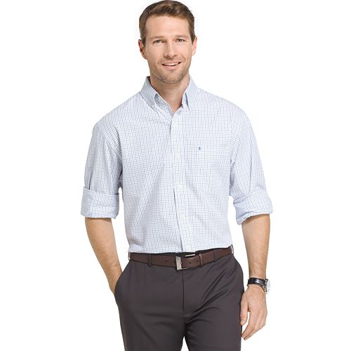 Men's IZOD Essential Regular-Fit Tattersall Checked Button-Down Shirt