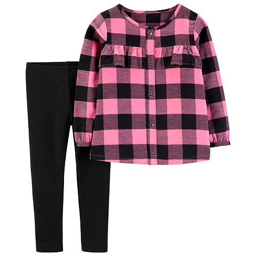 Baby Girl Carter's Buffalo Check Flannel Shirt & Leggings Set