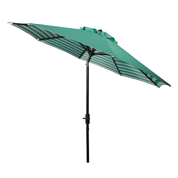 Safavieh 9ft. Striped Outdoor Patio Umbrella Green BrickSeek