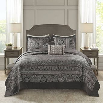 Madison Park Venetian 5 pc Jacquard Bedspread Set with Throw Pillows