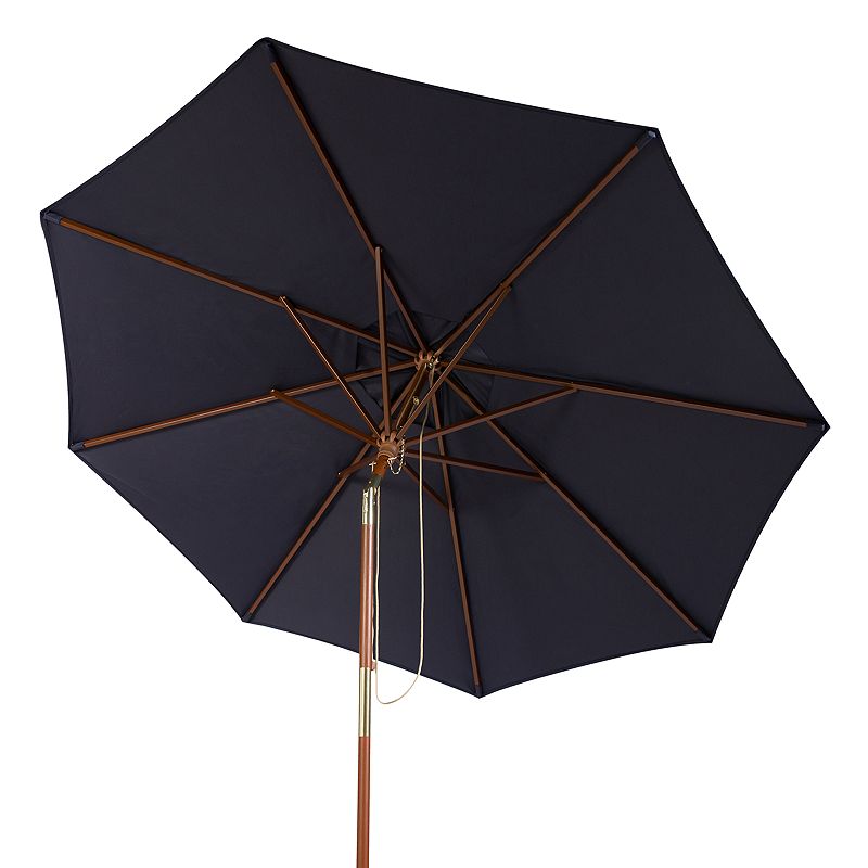 Safavieh Cannes 9  Market Push Wooden Patio Umbrella  Navy