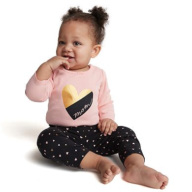 Baby Girl Carter's "Mom" Heart Bodysuit & Ruffled Heart Leggings Set