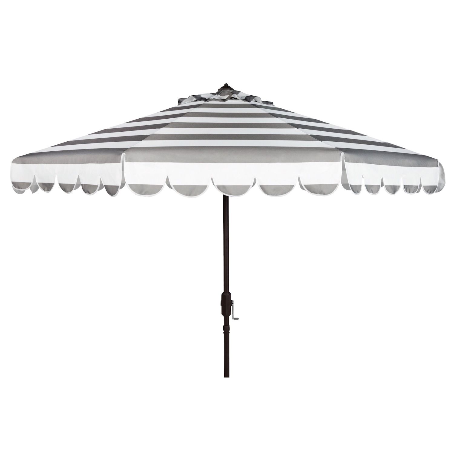 gray striped patio umbrella Sunnydaze Outdoor with Tilt, Catalina Beach Stripe, 9ft Constructed with unmatched quality and has classic cantilever style Safavieh Maui 9' Market Crank