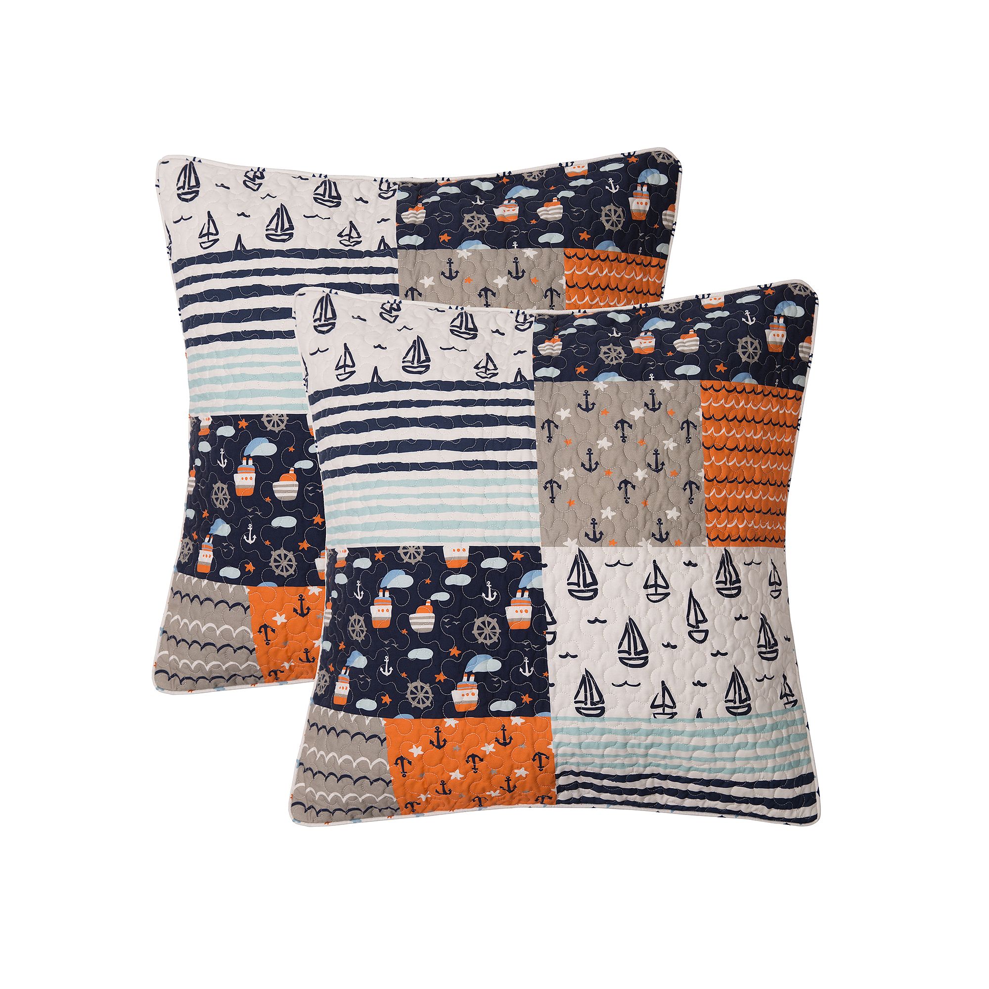 Lullabye Bedding Away At Sea 2-pack Euro Shams, White