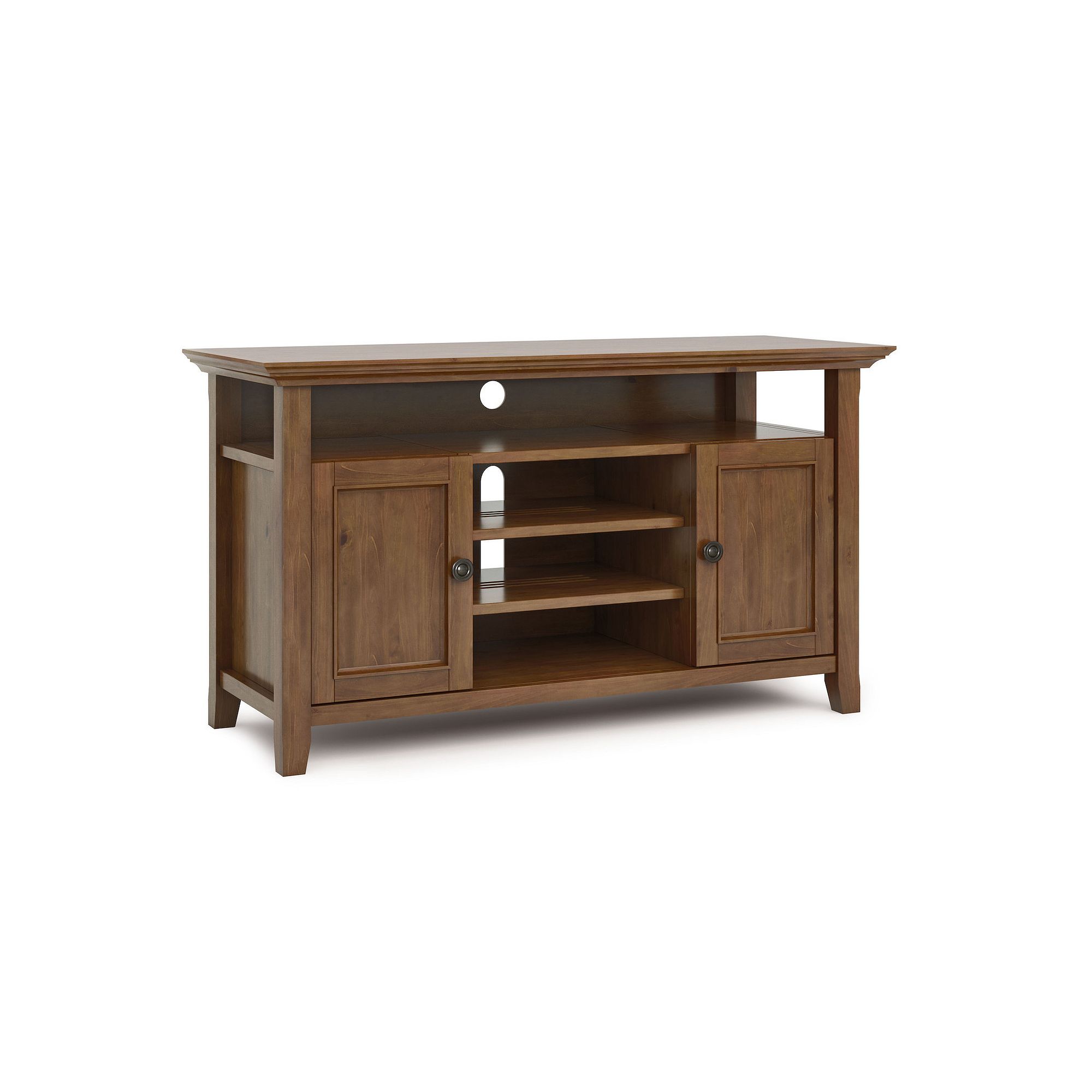 Simpli Home Amherst Tall TV Stand, Medium Saddle Brown