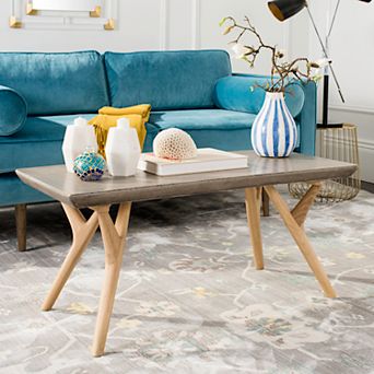 Safavieh Concrete & Wood Indoor / Outdoor Coffee Table