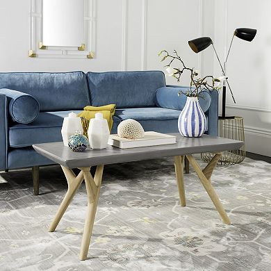 Safavieh Concrete & Wood Indoor / Outdoor Coffee Table