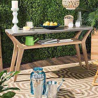 Safavieh Concrete & Wood Indoor / Outdoor Storage Console Table