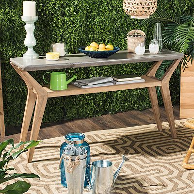 Safavieh Concrete Wood Indoor Outdoor Storage Console Table