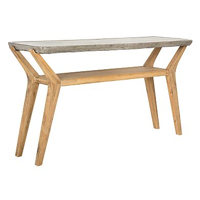 Safavieh Concrete & Wood Indoor / Outdoor Storage Console Table