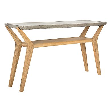 Safavieh Concrete & Wood Indoor / Outdoor Storage Console Table 